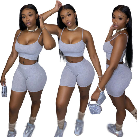 Crop Top Short Two Piece Set